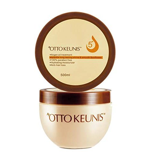 OTTO KEUNIS Argan Oil 5+ Treatment Deep Conditioner 100% Paraben Free + Hydrating Moisturizer + Anti Hair Loss Sparkle Long Lasting Shine Smooth Softness 500 ml. 16.9 fl. oz.