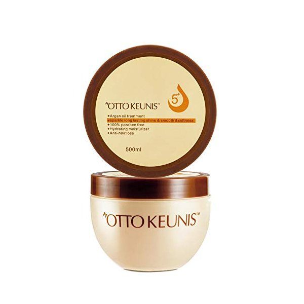 OTTO KEUNIS Argan Oil 5+ Treatment Deep Conditioner 100% Paraben Free + Hydrating Moisturizer + Anti Hair Loss Sparkle Long Lasting Shine Smooth Softness 500 ml. 16.9 fl. oz.