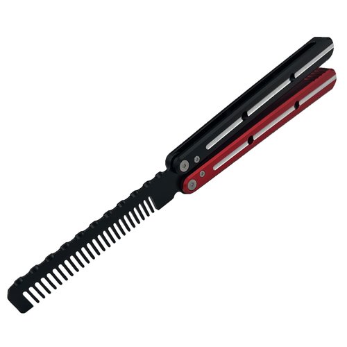 Colorful Butterfly Comb with Channel Aluminum Handles, Bearing Bushing Systerm, Zen Pins Designed, Gift for Boys,Men (Black+Red)