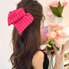 Low Ponytail Hair Rope, Leather Tendons, Raspberry Powder Checkered Square Scarf Headband, Tie Head Rope Hair Accessories No Crease Damage Hair Tie Ponytail