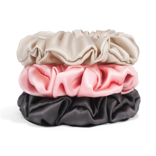 Michooyel 3Pack Silk Scrunchies For Hair Mulberry Silk 16 Momme Scrunchies With Elastic Band Silk Hair Scrunchies Hair Ties For Women Girls