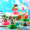SATINIOR 12 Pcs Hawaiian Luau Table Decorations Luau Centerpieces for Tables Tropical Honeycomb Centerpieces 3D Flamingo Party Supplies Beach Palm Tree Flower Tropical Decoration for Birthday