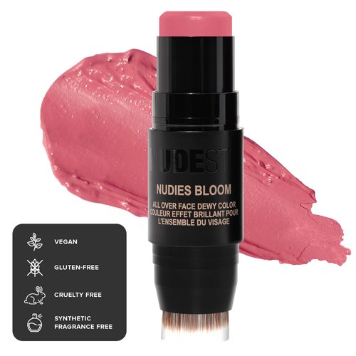 Nudestix Nudies Matte Cream Blush Stick 3-in-1 All Over Face Color - Blush Stick for Cheeks Eyes and Lips - Cream Blush for Cheeks w/Blending Brush (Naughty N' Spice)