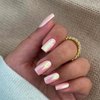 Coconut Pink Chrome Square Press on Nails Short Medium,SXVME Metallic Fake Nails Acrylic Nails Press ons,Mirror Metal Chrome Nails Glue on Nails Medium,Short Coffin Nails False Nails in 24 PCS