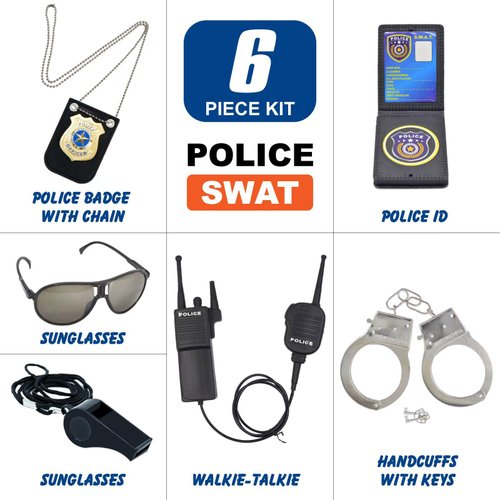 QPCOS Police Costume for Kids, Cop Costume Outfit Set for Halloween Role-playing, Carnival Cosplay, Themed Parties (Police, Medium)