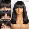Starmo Bob Wig with Bangs Human Hair Wigs Glueless Wigs Straight Layered Bob Wigs with Bangs 4x2 Transparent Lace Bob Wigs Black for Women 14 Inch