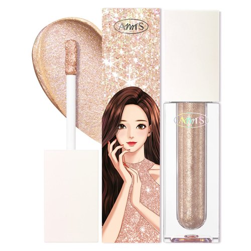 AMTS webtoon True Beauty Makeup liquid glitter eyeshadow, vegan korean eye glitter, shimmer eyeshadow highlighter, kbeauty, kdrama #01 Rich