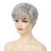 Salaibs Grey Short Curly Wigs for Women with Bang Natural Looking Gray Synthetic Hair Wig for Daily Party Use