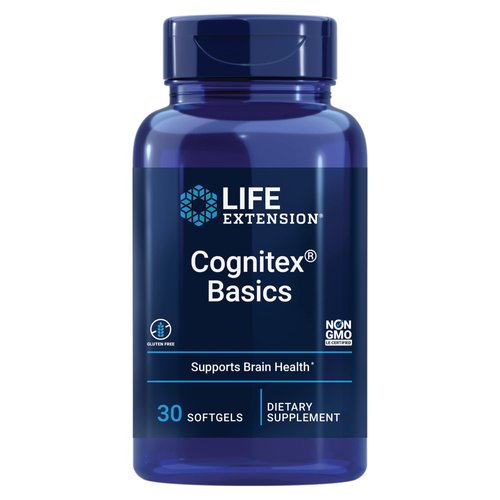 Life Extension Cognitex Basics - Brain Health Supplement - For Memory, Focus, Attention, Cognitive Performance and Inflammatory Response - Non-GMO, Gluten-Free - 30 Softgels