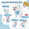 Ylpaprm Samoyed Walking Dog Toy for Kid Girl Puppy Toy Dog Licking Barking Dog with Leash, Electric Talking Singing Tail Wag Plush Robot Dog DIY Pretend Dress Up Interactive Dog