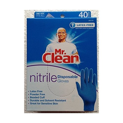 MR. Clean Latex Free & Powder Free Nitrile Disposable Cleaning Gloves Durable Solvent Resistant (1)
