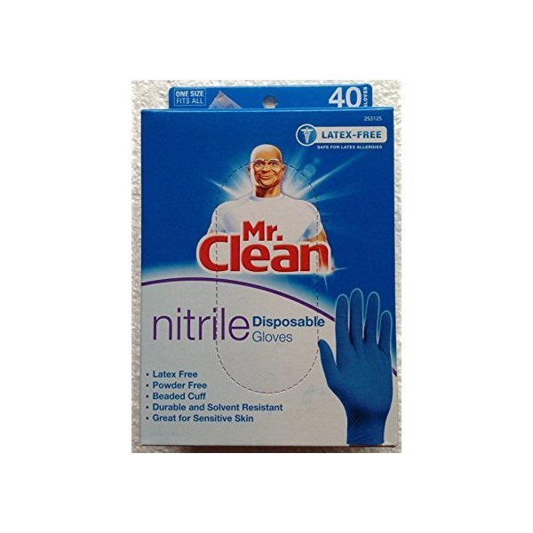 MR. Clean Latex Free & Powder Free Nitrile Disposable Cleaning Gloves Durable Solvent Resistant (1)