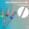 3Pcs Carbide 5 in 1 Nail Drill Bit Set- Two Way Rotate Use for Both Left and Right Handed- XF， F， M 3/32 Inches Brocas Para Drill Nails for Acrylic Nail Gel Fast Remove
