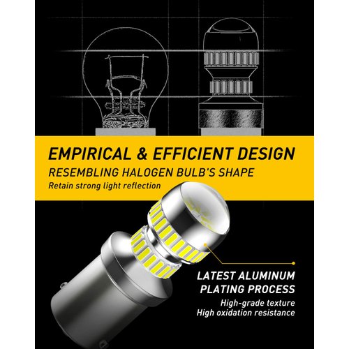 AUXITO 1156 LED Bulb White 400% Super Bright 7506 BA15S P21W LED Replacement with Projector for Backup Reverse Parking Tail Brake DRL Turn Signal Lights, Pack of 2
