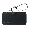 ThinOptics unisex-adult Reading Glasses + Black Universal Pod Case | Black Frames, 2.50 Strength Readers Black Frames / Black Case, 44 mm