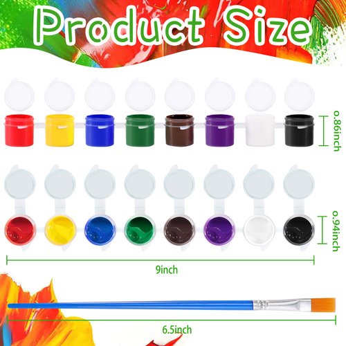 CACASO 108 Pcs Mini Acrylic Paint Set,Washable Paints for Kids,12 Acrylic Paint Strips in 8 Colors,Mini Paint Set with 12 Brushes,Kids Paint Bulk Set for Arts and Crafts,Party Favors,Painting Supplies