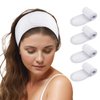 TopTie 4PCS Cotton Spa Facial Headband Waffle Terry Cloth, White Hair Wrap for Skincare Face Washing