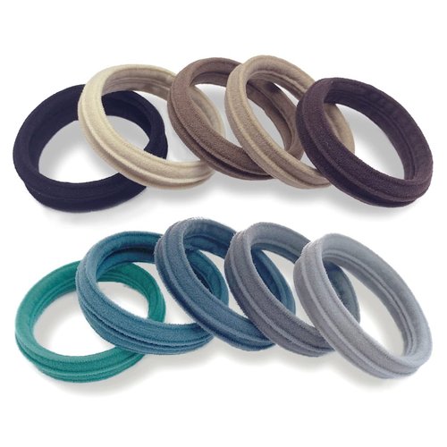 Elastic Thick Hair Ties, Lnawieor Brown Black Ponytail Holders Scrunchies Extra Pain-Free Coil hair band for Medium Hair for Women men for Long Lasting Braids 20 pcs