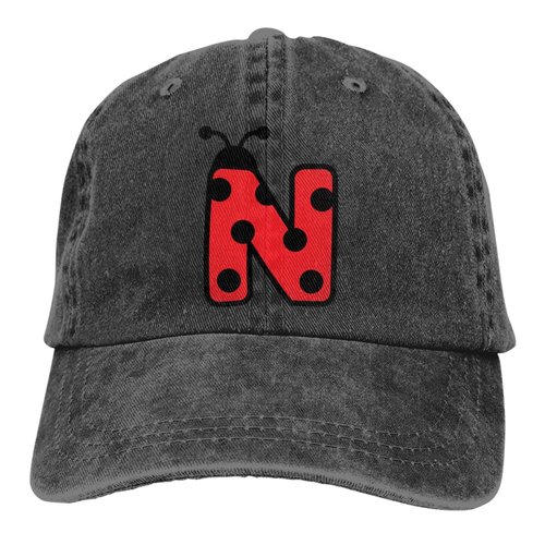 Xpayzere Toddler Baseball Hats for Boys Girls Age 3-10 Years, Cute Ladybug Alphabet Letter N Kids Summer Cap, Christmas Birthday Gifts for Son Daughter Nephew Black