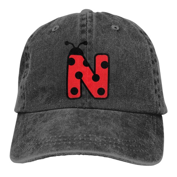 Xpayzere Toddler Baseball Hats for Boys Girls Age 3-10 Years, Cute Ladybug Alphabet Letter N Kids Summer Cap, Christmas Birthday Gifts for Son Daughter Nephew Black