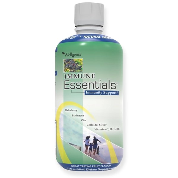 Wellgenix Immune Essentials – 12 in 1 Natural Immune System Support Supplement - Liquid Nutritional Multivitamin - Boosts Immune System and Overall Health For Kids & Adults - Fruit Punch Flavor 32 oz