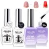 Gellen Nail Dehydrator and Primer with Base Coat Top Coat, Acid-Free Hema-free Nail Prep Dehydrator Primer 18ml UV Superior Glossy Top Coat for Acrylic Gel Nail Polish Nail Art Supplies Gift for Women