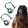 Nutty Natte 2 Pcs Handmade Fused Glaze knotted Elastic Hair Tie for Dreadlock and thick hair Gold foil Patterned sliced glass extra long elastic rubber band Embedded Ponytail Holders (Peacock Blue)