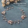EASEDAILY Rhinestone Bride Wedding Hair Vine Rose Gold Leaf Crystal Bridal Headpiece Headband Hair Accessories for Women and Girls