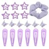 Hair Clips Barrettes Metal Star Hair Clip Snap Y2K Clips Accessories Mini Butterfly Pastel Hair Clips Elastic Hair Scrunchies Bands Set Cute Accessories for Girls Women Teens (New Purple)
