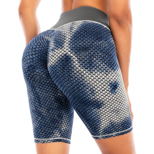 ALING High Waisted Butt Lifting Yoga Shorts for Women Tummy Control Textured Ruched Shorts Sports Gym Running Beach Hot Pants