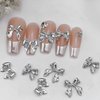 30Pcs Silver Bow Nail Charms Cute 3D Bow Alloy Nail Art Charms Kawaii Long Ribbon Bowknot Nail Designs Accessories Y2K Silver Big Bow Nail Decoration Supplies for Women Girls Nail Art