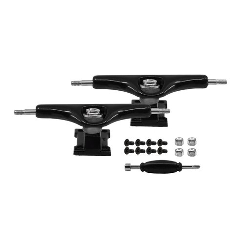 Teak Tuning Prodigy Swerve Fingerboard Trucks, Black Colorway - 34mm Wide - Inverted Kingpin - Professional Shape, Appearance & Components