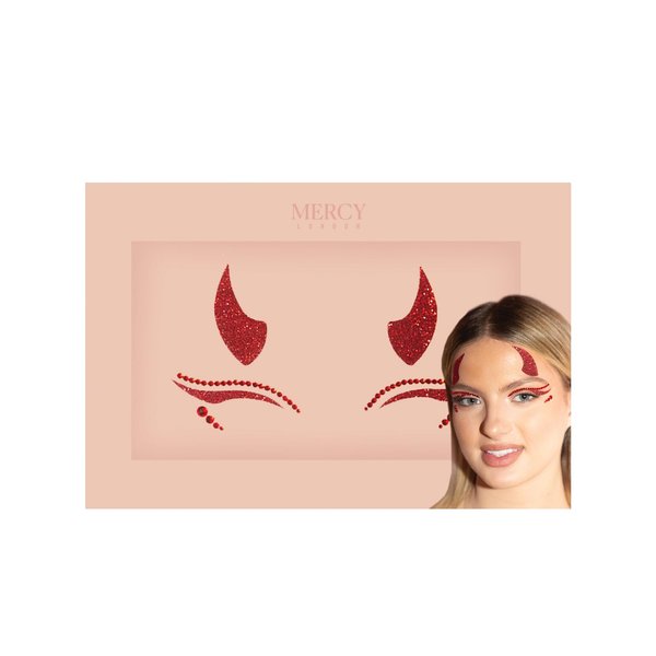 MERCY LONDON Devil Horns Stickers Eye Jewels Costume Accessories Face Gems Jewels All In One Headpiece Stick On