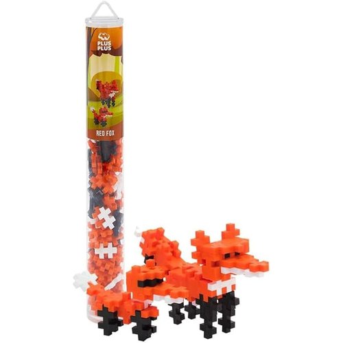 Plus Plus 3D Animal Figurine Building Block Set, 70 Mini Interlocking Puzzle Pieces, Fun Stem Toys for Kids - Fox Mini Maker Tube