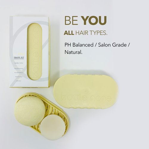 BOTTLE NONE | be YOU Travel Set Includes be You Shampoo and Conditioner Bars for All Hair Types with Travel Soap Dish | PH Balanced/Salon Grade/Natural | 50+ Washes
