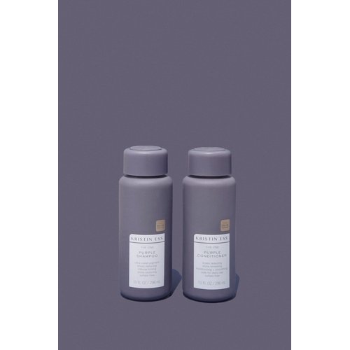 Kristin Ess Hair Purple Shampoo and Conditioner Set for Blonde, Brunette, Silver + Gray Hair, Anti Brass + Yellow Tones, Safe for Color Treated Hair, Sulfate Free Toning Shampoo Conditioner