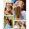 CHLINS 2 PCS Crochet Bandanas Floral Bandana Headband Tie Knitted Headscarf Hair Bandanas for Women Girls Head Kerchief (Flower (orange blue + purple yellow))