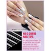LIONVISON 504PCS NO C CURVE Clear Nail Tips for Acrylic Nails Professional, 3XL Extra Long Flat Tapered Square Nail Tips, 12 Sizes Half Cover Straight French Fake Nail Tips for Nail Salons Home