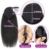 Kinky Straight Ponytail Extensions Human Hair Wrap Drawstring Adjustable Clip In Pony Tail Yaki Curl Natural Black (24")