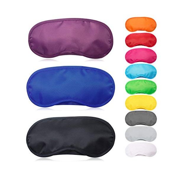 Exacoo 12 Pcs Multicolor Sleep Eye Mask Soft Eye Mask Cover Lightweight Blindfold with Elastic Strap Headband Eyeshades for Travel Nap Eye Cover for Kids Women Men, 12 Colors
