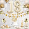 18th Birthday Decorations Sand White Gold,18th Birthday Balloons Beige Gold,Happy 18th Birthday Banner with Cake Toppers Number 18 Balloons for Girls Boys Birthday Party Decorations