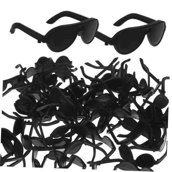 SEWACC 60pcs Doll Sunglasses Mini Sunglasses for Crafts Miniature Black Sunglasses Doll Dress up Eyeglasses Mini Doll Costume Accessories for Dollhouse Decoration