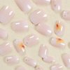 Thanksgiving Press on Nails Pink Fake Nails Short False Nails with Gold Foil Design Maple Leaves Acrylic Nails Autumn Stick on Nails White Gradient Glue on Nails for Women Girls Fall Nail Decor