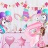 Yancan Unicorn 4th Birthday Decorations for Girls, 4 year old Girl Birthday Party Supplies with Happy Birthday Banner, Unicorn Foil Balloons, Heart and Star Balloons, Cake Topper