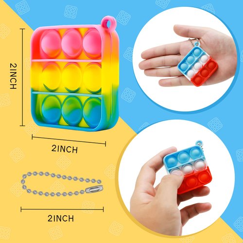 128 Pcs Party Favors Fidget Toys Bulk for Kids 6-8 Fidgets Packs Sensory Stress Bauble Mini Push Pop Keychain Treasure Box Classroom Prizes for Boy Girl Adult