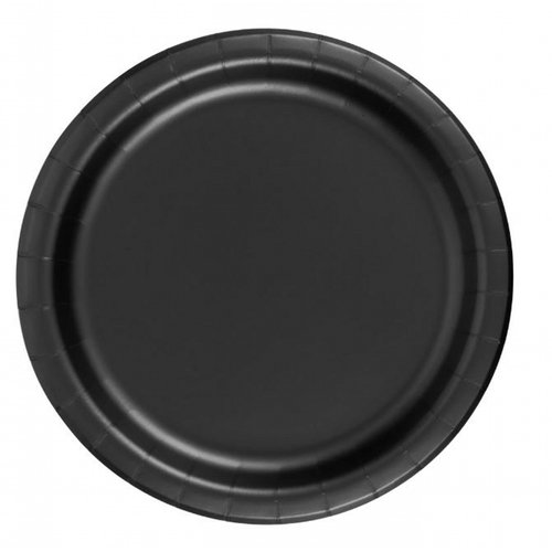 Party Favors Plus 24 Plates 9" Paper Dinner Lunch Plates Wax Coated - Black