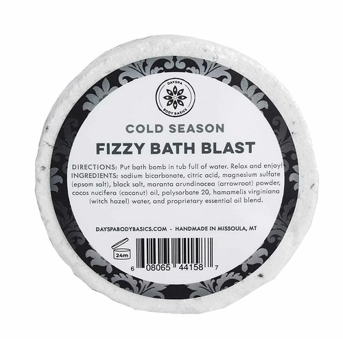Cold Season All-Natural Fizzy Bath Blast - Vegan Bath Bomb Made with Pure Essential Oils to Help You Relax, Hypoallergenic, Plant-Derived, Handmade in USA by DAYSPA Body Basics