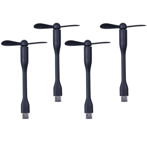 FINENIC Mini USB Fan.Personal Portable Pocket Fan.Mini fan For mini humidifier/Power Bank/Library/Cinema/Office/Outdoor Traveling/Camping/Fishing【4 PACK 】 Black