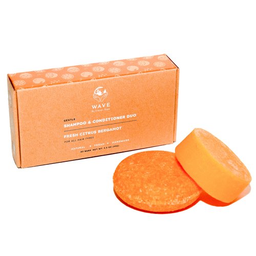 Clever Yoga Fresh Citrus Bar Shampoo & Conditioner for All Hair Types. Natural Shampoo and Conditioner Travel Bar Set. Vegan, Eco-Friendly, Plastic-Cruelty Free, Handmade in USA (Set of 80 & 120 uses)