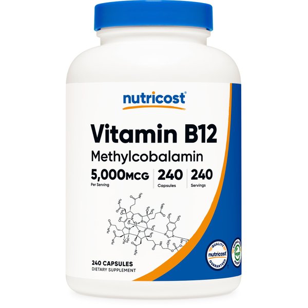 Nutricost Vitamin B12 (Methylcobalamin) 5000mcg, 240 Capsules - Vegetarian Caps, Non-GMO, Gluten Free B12 Supplement